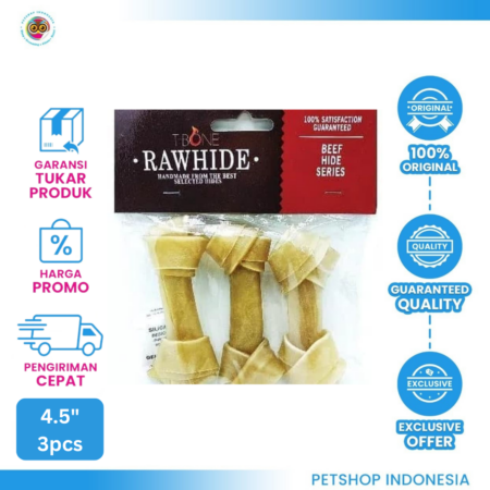 T-bone Natural Knot Bone 4,5" 3pcs – Snack Tulang-Tulangan Anjing