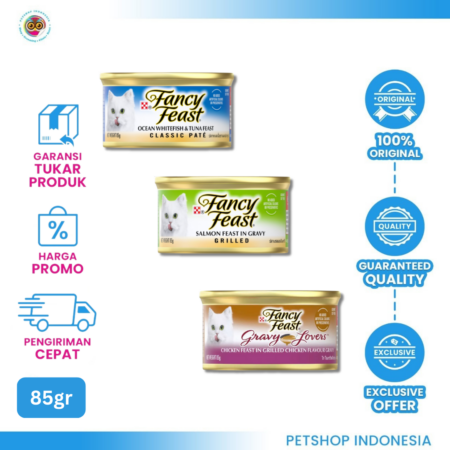Fancy Feast 85gr 1 Tray Isi 24pcs – Makanan Kucing Premium dengan Rasa Lezat