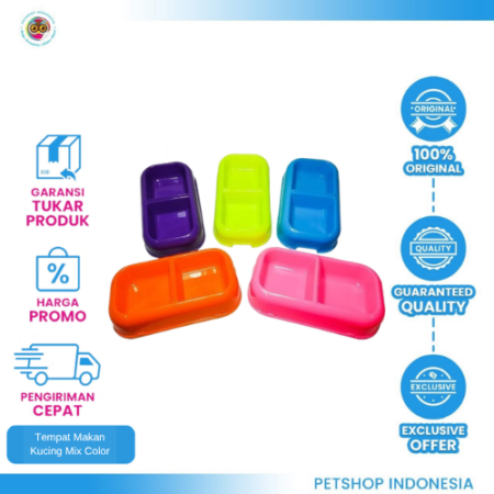 Square Feeder Small Mix Color – Tempat Makan Kucing dan Anjing yang Praktis dan Stylish