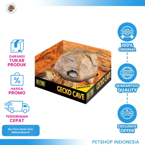 175 Exo Terra Gecko Cave Without Moss M – Tempat Sembunyi Mini untuk Gecko dan Reptil Sedang