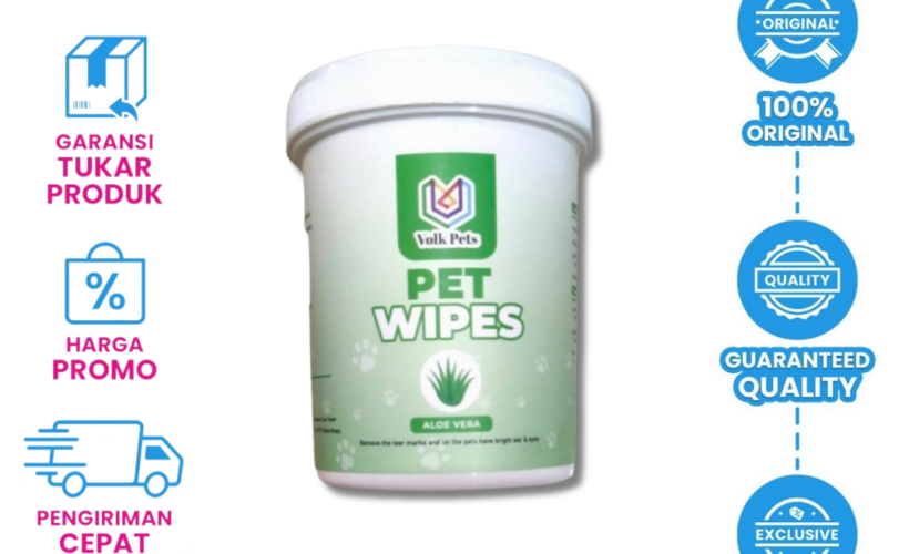 Volk Pets Ear & Eye Wipes Tear Stain 150pcs (Aloe Vera) – Tisu Pembersih Aman untuk Mata dan Telinga Hewan