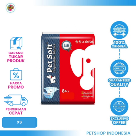 Pet Soft Pampers Jeans (XS) - Popok Khusus Anjing