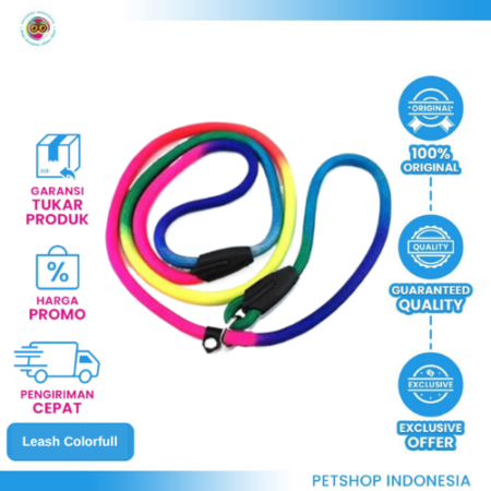 Leash LS #25 (Colorful) – Tali Tuntun + Ikatan Leher Praktis