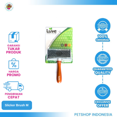 Luve Slicker Brush Soft Handle with Coated Pin M – Sisir Kucing Anjing