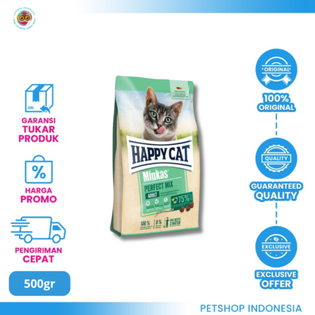 Happy Cat Minkas Perfect Mix 500gr - Makanan Kering kucing