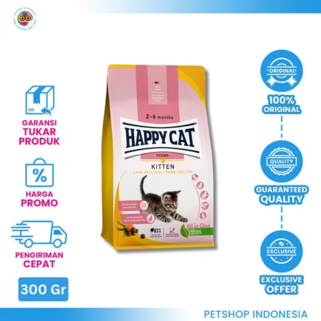 Happy Cat Kitten Poultry 300 gr – Makanan Kucing Super Premium