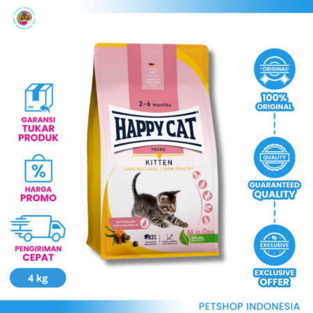 Happy Cat Kitten Farm Poultry 4 kg – Makanan Kering untuk Anak Kucing