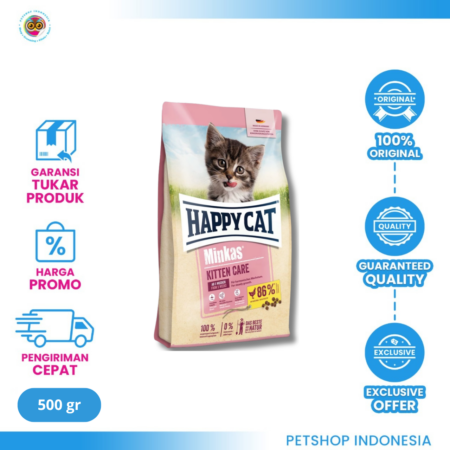 Happy Cat Minkas Kitten 500g (Repack) – Makanan Kering Anak Kucing