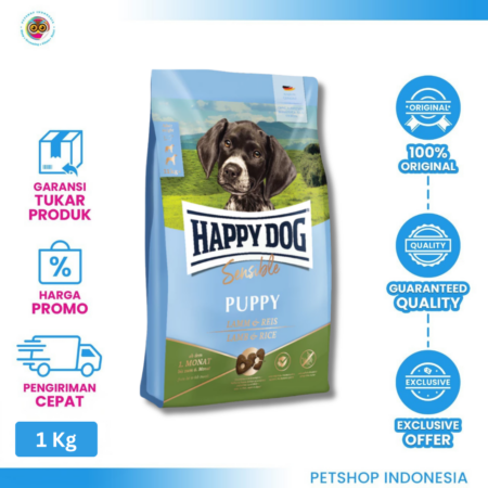 Happy Dog Sensible Puppy Lamb & Rice 1kg – Makanan Anak Anjing untuk Pencernaan Sensitif