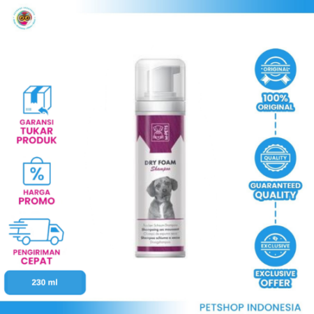 M-Pets Dog Dry Foam Shampoo 230ml – Shampo Mandi Kering Anjing