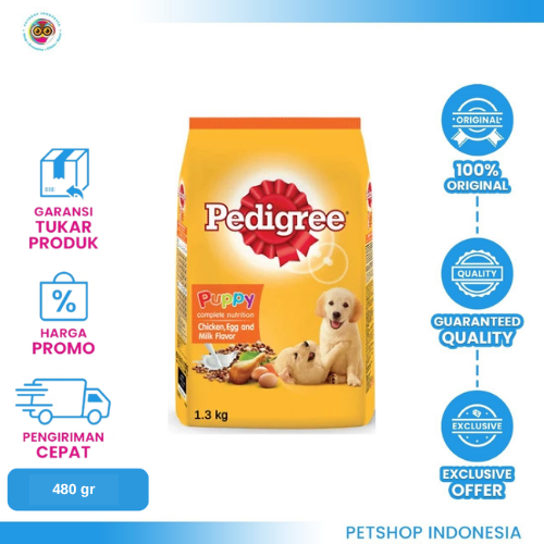 408 Pedigree Puppy 480gr – Makanan Kering untuk Anak Anjing Sehat dan Aktif