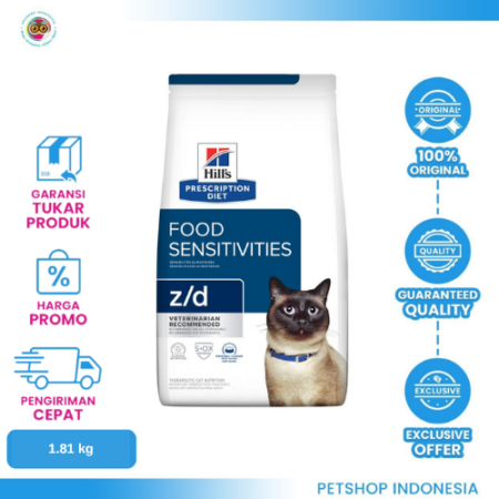 Hills Skin Food Sensitivities Z/D Cat 1.81 kg (4 lb) – Makanan Kering Kucing