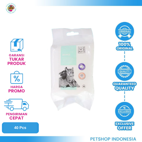 419 M-Pets Cleaning Wipes 40pcs - Tissu Basah Hewan