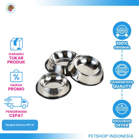 Mangkok Stainless PET 26 - Tempat Makan Minum Hewan