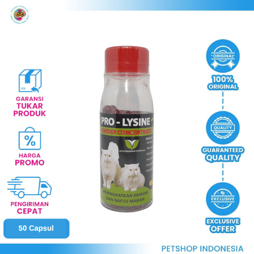 419 Prolysine Cat 50 Caps – Vitamin Nafsu Makan Kucing yang Menjaga Daya Tahan Tubuh