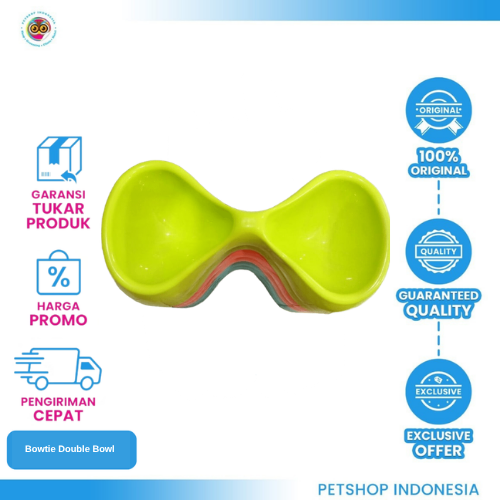 431 Petopia Bowtie Double Bowl - Tempat Makan Hewan