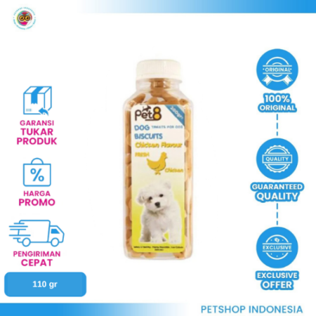 Pet8 Dog Biscuit Chicken 110 gr – Snack Biskuit Anjing Rasa Ayam