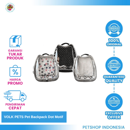 440 VOLK PETS Pet Backpack Dot Motif – Ransel Kucing Stylish dan Nyaman