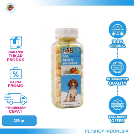 Pet8 Dog Biscuit Mix Flavour 200 gr – Snack Biskuit Anjing Rasa Campuran