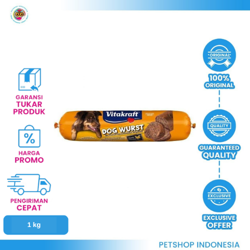 443 Vitakraft Giant Dog Wurst Sausage Chicken 1kg – Snack Sosis Anjing Bergizi dan Lezat