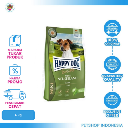 Happy Dog Supreme Mini Neuseeland 4kg – Makanan Kering Premium untuk Anjing Kecil dengan Pencernaan Sensitif