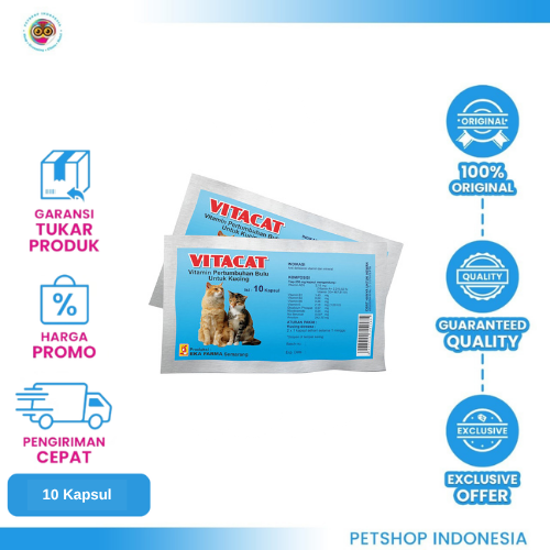 447 Vitacat 10 Kapsul – Vitamin untuk Bulu Kucing yang Sehat dan Berkilau