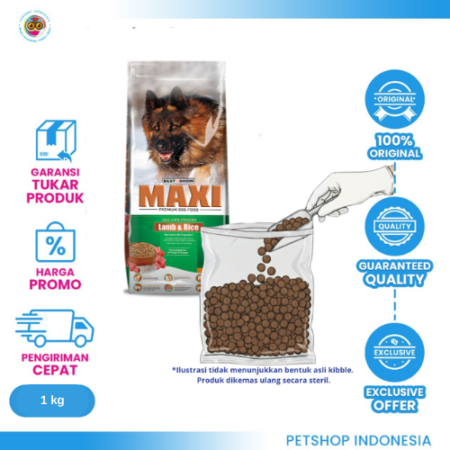 Maxi Dog Lamb & Rice (Repack 1kg) – Makanan Anjing Berkualitas dengan Formula Seimbang