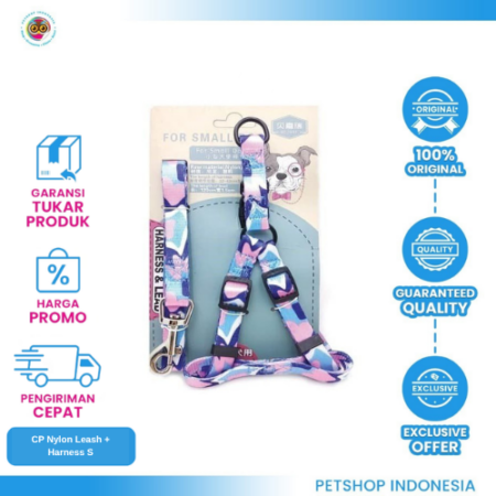CP Nylon Leash + Harness Motif S CP21-S - Tali Tuntun Anjing Ukuran S