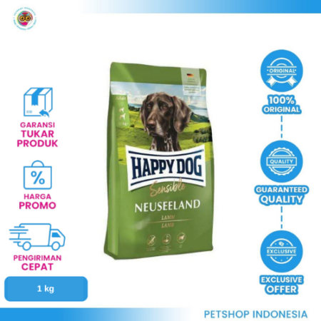Happy Dog Supreme Sensible Neuseeland 1kg – Makanan Kering Premium untuk Anjing Dewasa dengan Pencernaan Sensitif