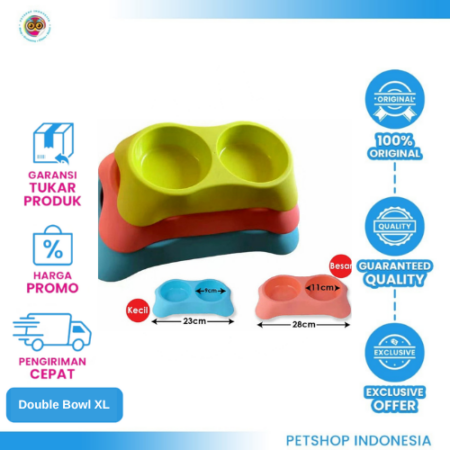 Double Bowl MP82 Besar - Tempat Makan Minum Kucing