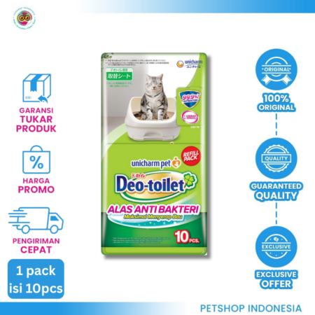 Unicharm Deo Toilet Alas Antibakteri 10 Pcs – Underpad untuk Kucing dan Anjing