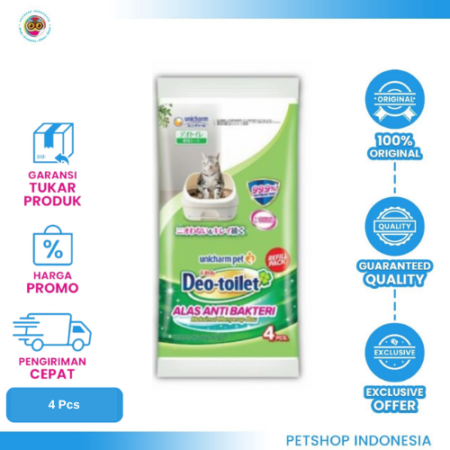 Deo Toilet Alas Antibakteri 4pcs - Underpad Kucing Anjing