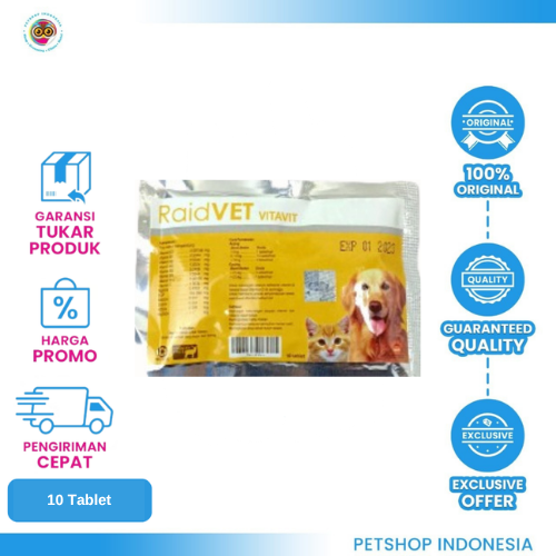 453 RAID VET VITAVIT isi 10 tablet – Vitamin Hewan Anjing & Kucing