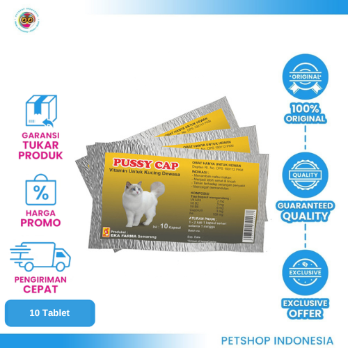 454 Pussycap 10 Kapsul – Vitamin Lengkap untuk Kucing Dewasa