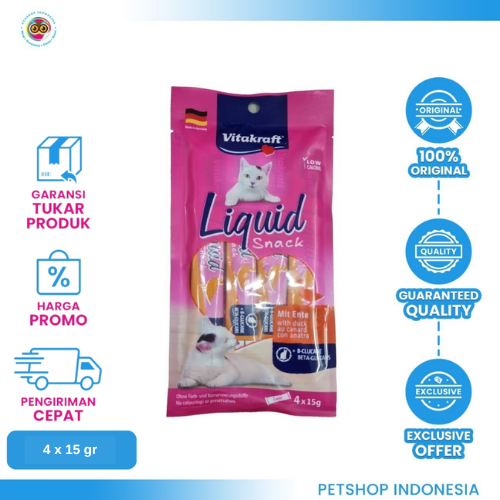454 Vitakraft Liquid Snack Duck Taurine 4x15gr – Camilan Cair Lezat dan Menyehatkan untuk Kucing