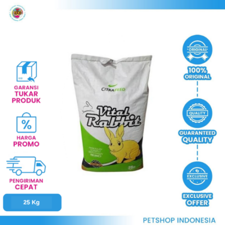 Vital Rabbit 25kg – Makanan Kering Berkualitas untuk Kelinci yang Sehat dan Aktif