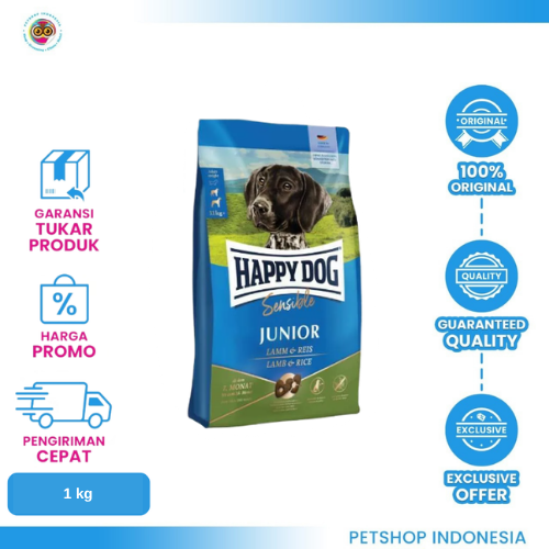 455 Happy Dog Supreme Young Junior Lamb & Rice (1 Kg) – Makanan Anjing Junior Berkualitas