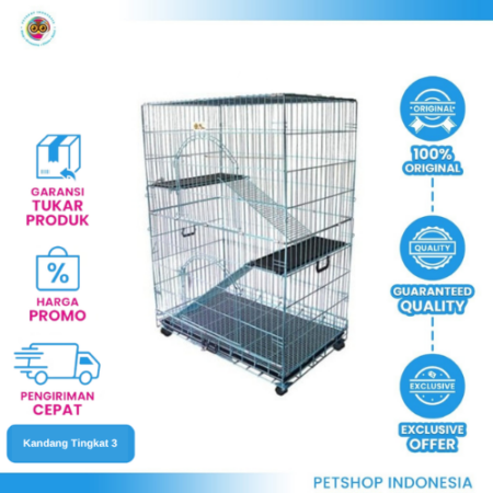 KHUSUS GOSEND Octagon Kandang Kucing 3 Lantai CAT-01 – Kandang Luas, Elegan, dan Nyaman