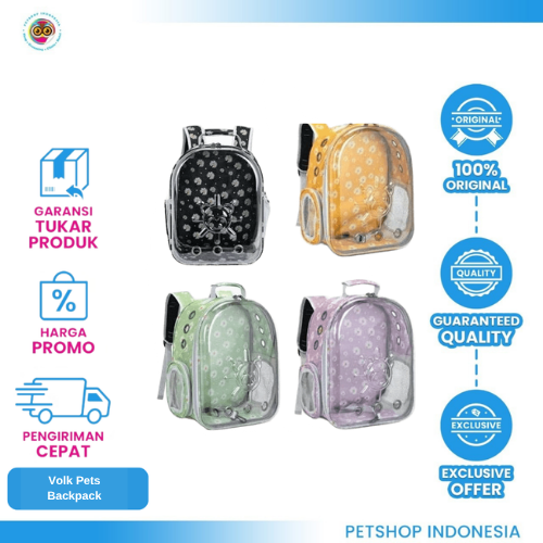 461 Volk Pets Backpack for Cat & Dog / Tas Ransel Transparan Motif Bear