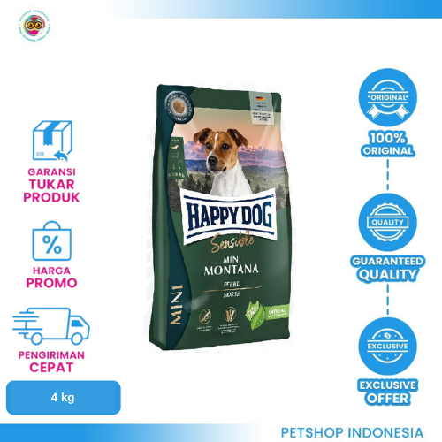 461 Happy Dog Supreme Mini Montana Grainfree 4kg – Makanan Anjing Kering Premium untuk Pencernaan Sensitif