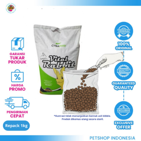 Vital Rabbit Repack 1kg – Makanan Kelinci Bergizi Lengkap untuk Setiap Hari