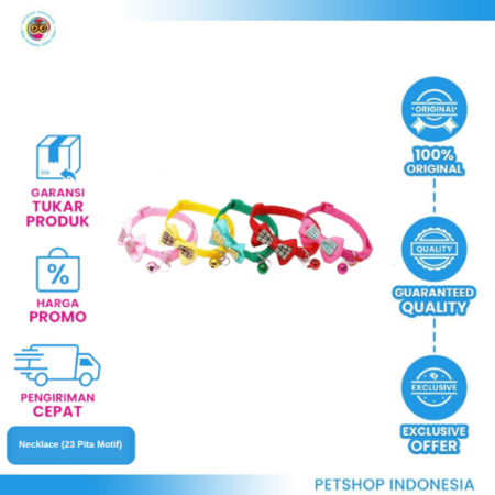 Necklace (23 Pita Motif) – Kalung Kucing dan Anjing dengan Aksesori Pita Elegan