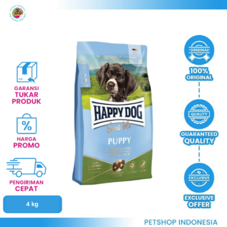 Happy Dog Sensible Puppy Lamb & Rice 4kg – Makanan Anak Anjing yang Lembut di Pencernaan