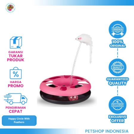 Happy Circle With Feathers – Mainan Kucing Interaktif yang Menyenangkan dan Menstimulasi
