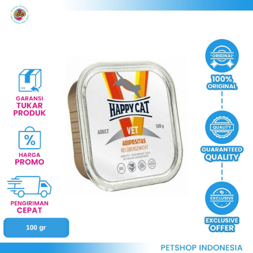 480 Happy Cat Diet Vet Adipositas 100gr – Makanan Kucing Obesitas