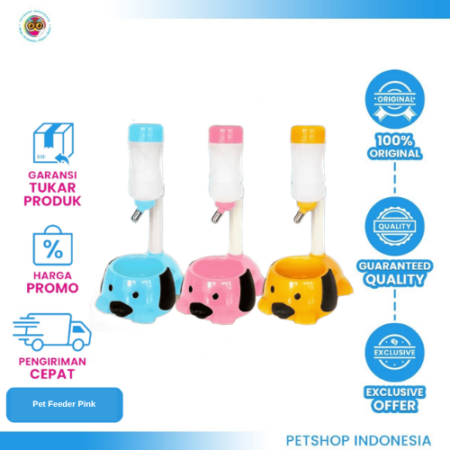 Pet Feeder Pink - Tempat Makan Kucing Anjing Hewan