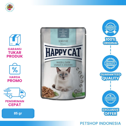 481 Happy Cat Sensitive Stomach & Intestine Pouch 85 gr – Makanan Basah Kucing