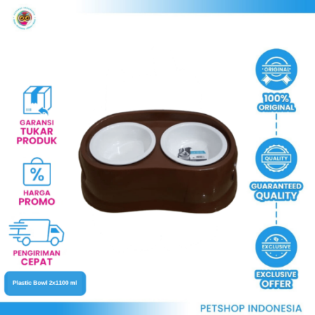 M-Pets Plastic Bowl 2x1100 ml – Tempat Makan Minum Anjing