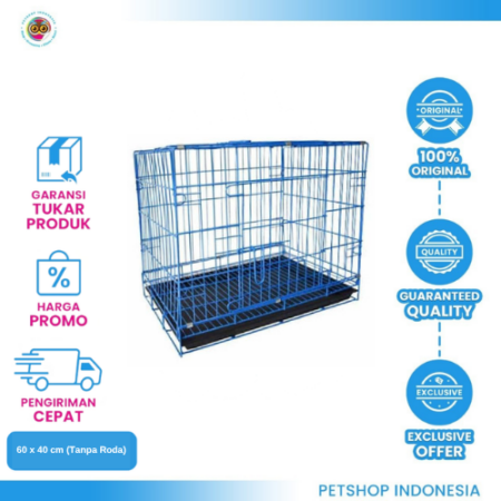 Kandang Besi Eagle 60 x 40 cm (Tanpa Roda) – Kandang Kokoh, Aman, dan Nyaman untuk Hewan Peliharaan