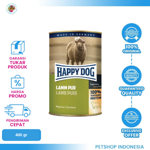 487 Happy Dog Cans (Lamb Pure 400gr) - Makanan Anjing